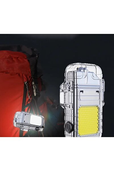 Flippy Keychain Lighter Flashlight, Waterproof, 3 Modes, 300mAh, USB-C, COB, 50-100m, Silver