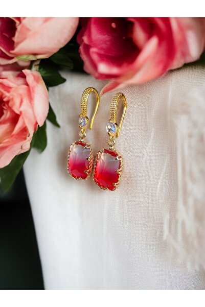 FAYRA ACCESSORIES Kristal Taşlı Altın Kaplama Küpe