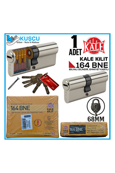 Kale Kilit 164 BNE 68 MM Nikel Bilyalı Silindir - Emniyet Kartlı