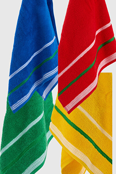 Benetton Home Bath Towel Hand Face Body Red Blue Yellow Green 100% Cotton 70X140 cm