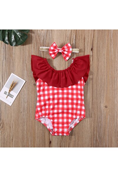 JollyMag Costum de baie cu patratele rosii si bentita Drool (Marime: 130)