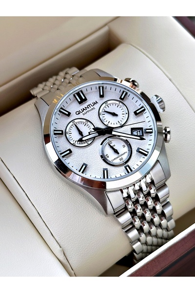 Quantum Fonksiyonlu Safir Cam 24 Ay Garantili Çelik Kordon Çelik Kasa Erkek Kol Saati ADG1165SZ