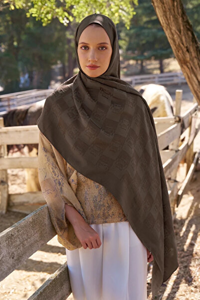 ED Scarf Welness Monogram Desen Şal - Kahve
