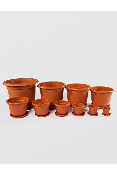 JollyMag STERK Plant Pot with Tray, 32X32 cm, Brown Plastic, no.14