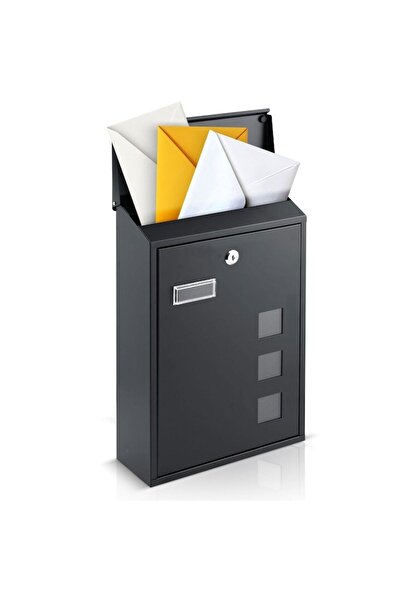 ideal STORE Premium Mailbox idealSTORE Galvanized Steel 39.5x25.5x12 cm, Anthracite Black