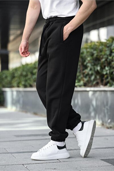 Madmext Μαύρο ανδρικό παντελόνι με ελαστικό κολάρο E6579