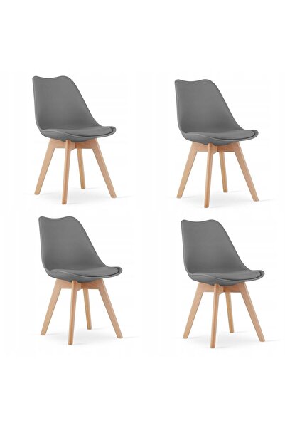 JollyMag Set 4 scaune bucatarie/living, Artool, Mark, PP, lemn, grafit, 49x43x82 cm