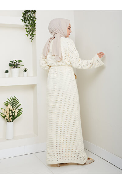 FERHEL Σετ δύο τεμαχίων πλεκτών ρούχων με απλό διάτρητο πλεκτό και εσωτερικό φόρεμα