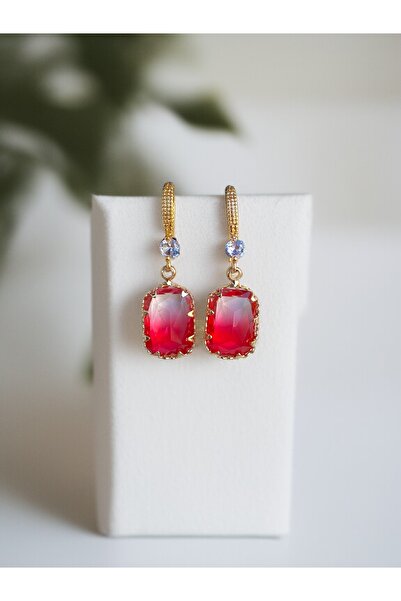 FAYRA ACCESSORIES Kristal Taşlı Altın Kaplama Küpe