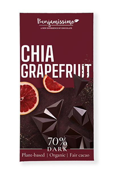JollyMag Hořká čokoláda 70% s chia semínky a grapefruitem, 60g, Benjamissimo