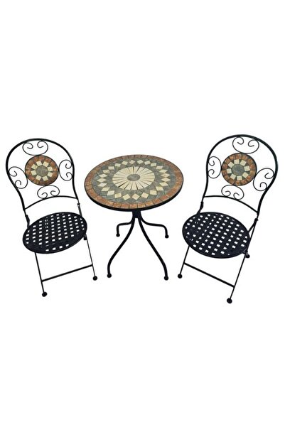 DacEnergy Set mobilier gradina , din metal si ceramica, o masa si 2 scaune, r...