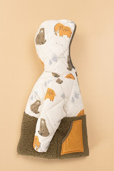 DeKuBaby Χαριτωμένο χειμερινό παιδικό παλτό με σχέδιο αρκούδας και ελέφαντα, με κουκούλα, μαλακή γούνα εσωτερικά, με τσέπες, αδιάβροχο