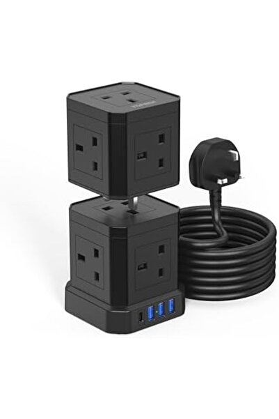 Generic TOPREK Tower Extension Lead with USB Slots & Surge Protection - 9 AC Outlets, 1 USB-C 20W & 3 USB-A