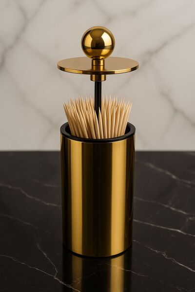 ALMASA Gold toothpick holder box