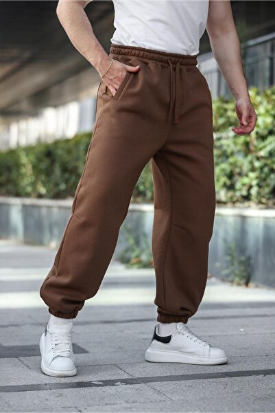 Madmext Kahverengi Rahat Kesim Paçası Lastikli Erkek Eşofman Altı E6579