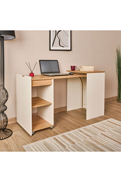 Just Home Talya Açılabilir Masa - Karina Meşe / Krem - 80x50x45 cm
