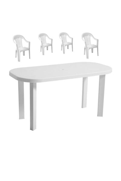 DacEnergy Set mobilier gradina , fabricat din polipropilena, masa ovala si pa...