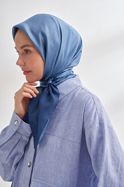 ARMANDA Premium Twill Silk Scarf - Navy Blue