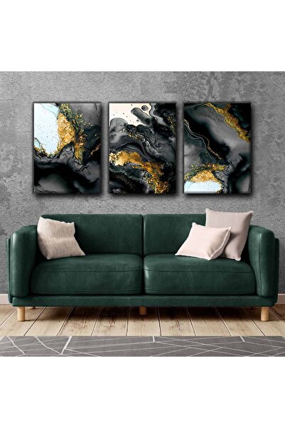 Harikabirev TABLO ABSTRACT AUR-NEGRU 02 | TABLO PE Pânză FĂRĂ CADRU 3L VEZI D...