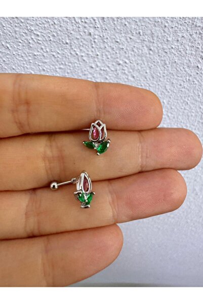 Arescollection zirkon taşlı 1 adet lale tragus helix lobe uyumlu piercing