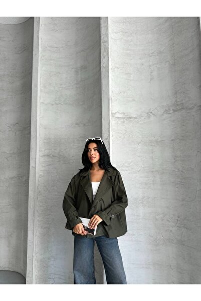 ZF BUTİK Crop-Trenchcoat mit Schultermanschetten