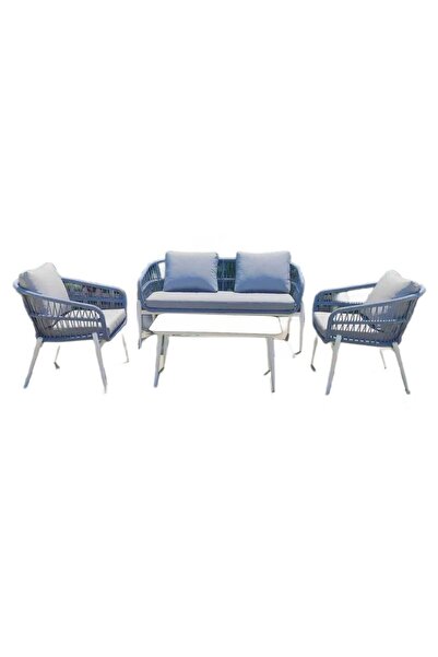 DacEnergy Set mobilier gradina , din aluminiu si franghie PE, cu perne, 2 fot...