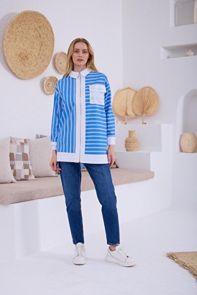 Moodbasic Cămașă cu imprimeu și dungi