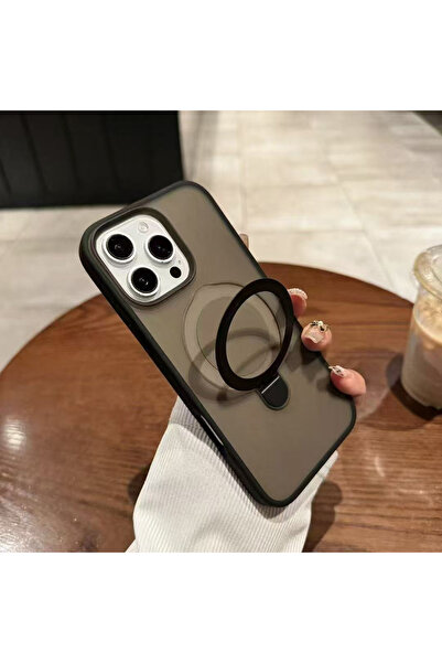 OSG İphone 15 Pro Magsafe Uyumlu Standlı Buzlu Şeffaf Ultra Premium Lüx Telef...