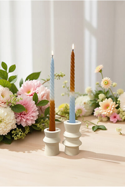 FH finehome Floral Burgulu Şamdan Mumu 2'li Renkli