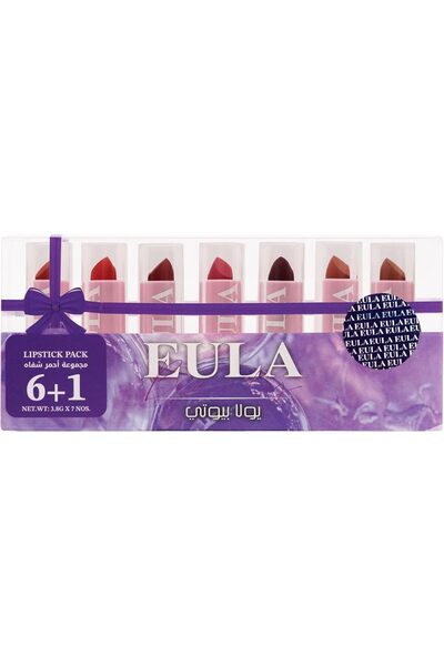 Eula مجموعة أحمر شفاه بيوتي مات، 6+1 - يدوم طويلاً، مقاوم للماء، غني بالتصبغ،...