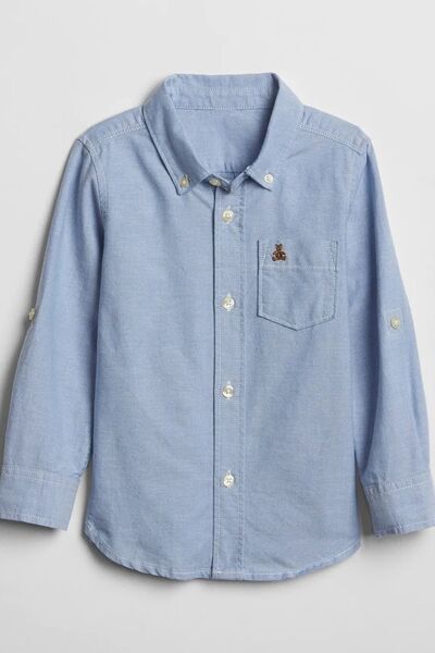 GAP Convertible Erkek Bebek Mavi Oxford Gömlek