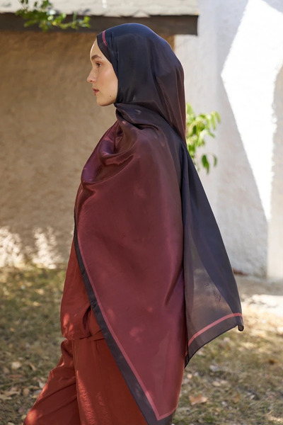 ED Scarf Inspired Degrade Desen Şal - Bordo