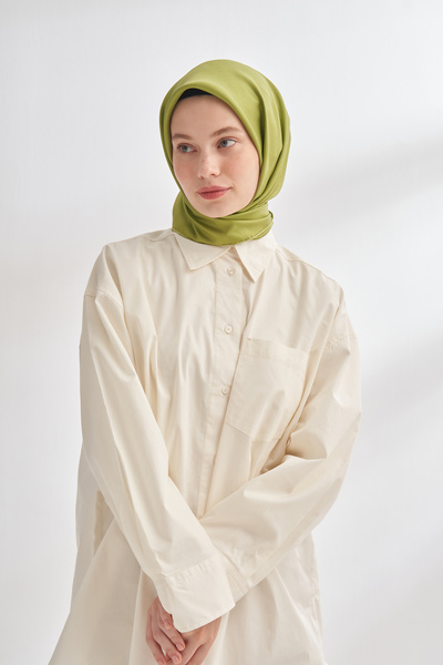 ARMANDA Premium Twill Silk Scarf - Oil Green
