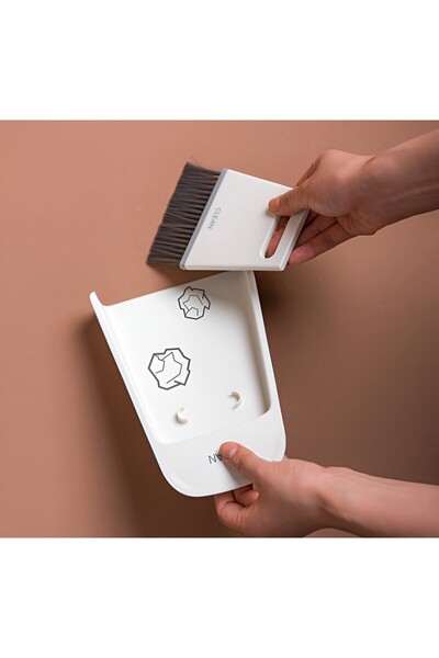 Bibilel Mini Broom and Dustpan Set, Flippy, Household Use, Two Brushes, for Office, Kitchen, Home, 19.5x13.8x3.