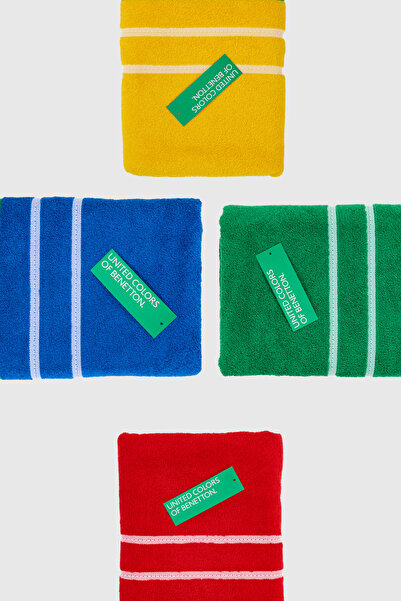 Benetton Home Bath Towel Hand Face Body Red Blue Yellow Green 100% Cotton 70X140 cm