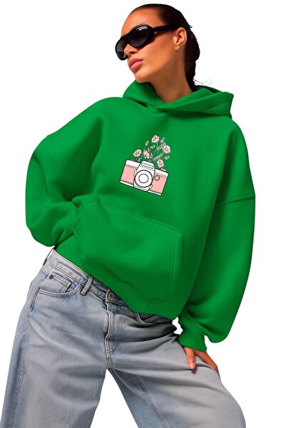 DM DOLCE MORE Hanorac unisex cu glugă, imprimat cu aparatul foto, din bumbac ...