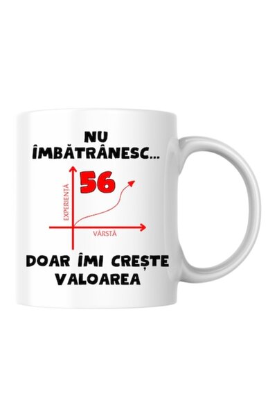 T&M Personalizare Cană personalizată - Nu îmbătrânesc, doar câștig valoare, albă, 330 ml