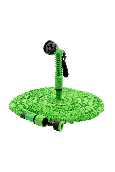 NEO Expandable Garden Watering Hose, 7 Functions, with Watering Gun, 30 meters, Connectors Included, Green