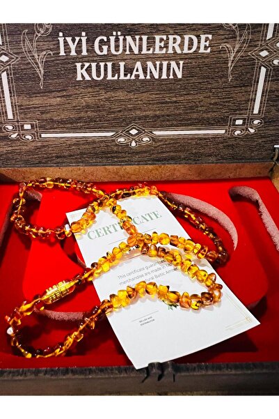 GÜMÜŞTEL EL SANATLARI Sertifikalı Baltık Kehribar Yetişkin Boy Kolye