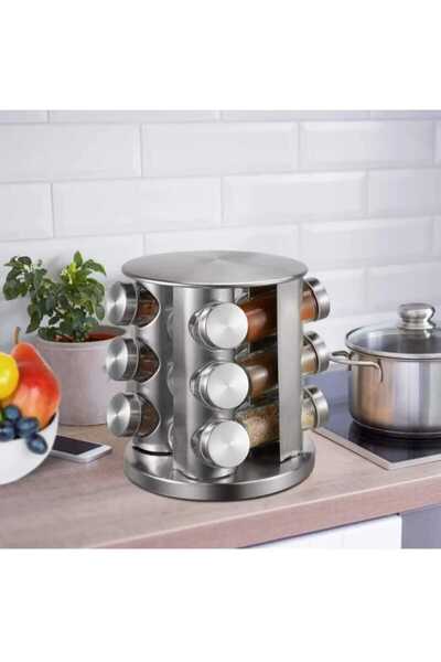 METALAY 12-Piece Rotating Metal Spice Rack Spice Set Round Steel