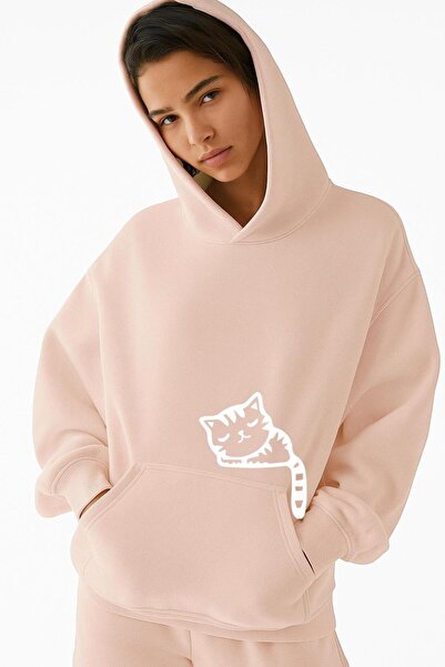 E-ROMA Hanorac unisex cu glugă, cu 3 fire, din bumbac pieptănat, cu imprimeu ...