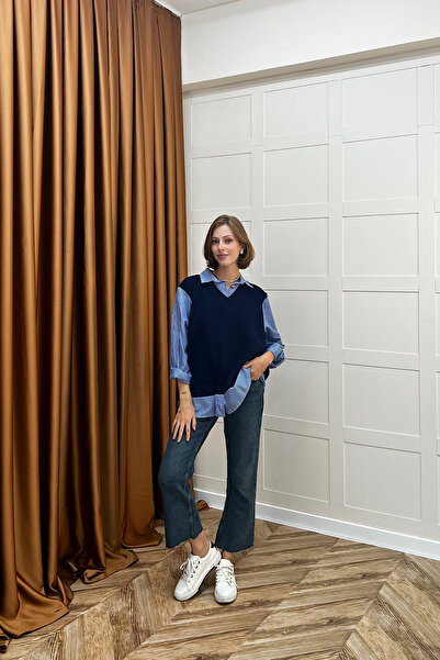 Stilife Трикотажна сорочка з светром, синя