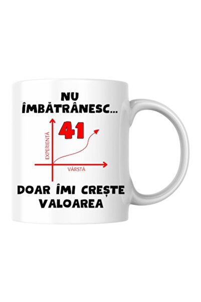 T&M Personalizare Cană personalizată - Nu îmbătrânesc, 41 de ani, doar cresc în valoare, albă, 330 ml