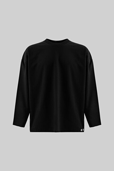 Machinist Men's Oversize Printed Long Sleeve Black Sweatshirt