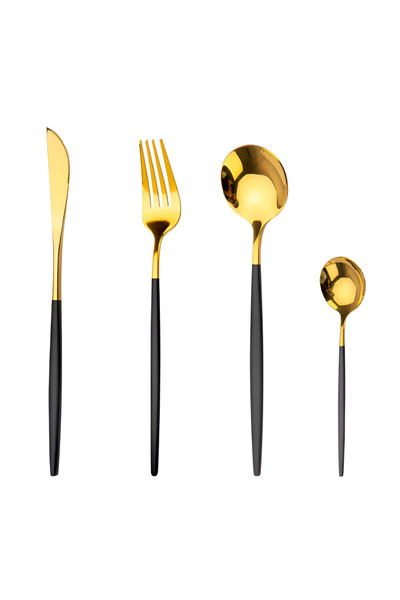 NEO Portuguese Style Cutlery Set, 24 Pieces, Stainless Steel, Gold/Black, Neo™