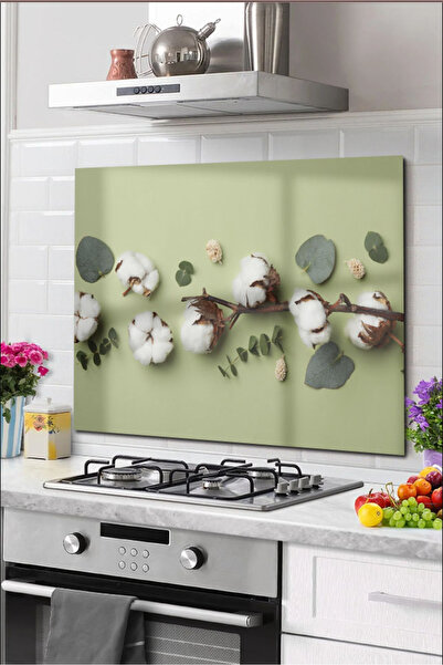 DreamHomes Mutfak Cam Ocak Arkası Koruyucu | Pamuk Desen