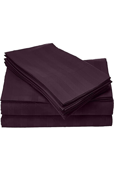 Kotonia Home Deco bed sheet, 100% cotton, Damask Satin, stripe size 1 cm, Purple, 240x260 cm