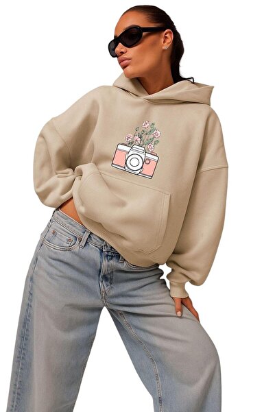 DM DOLCE MORE Hanorac unisex cu glugă, imprimat cu aparatul foto, din bumbac ...