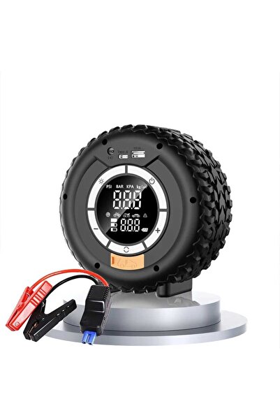 Asfal Taşınabilir Araç Akü Takviye Cihazı, Işıklı 120W Hava Kompresörü ve 120...