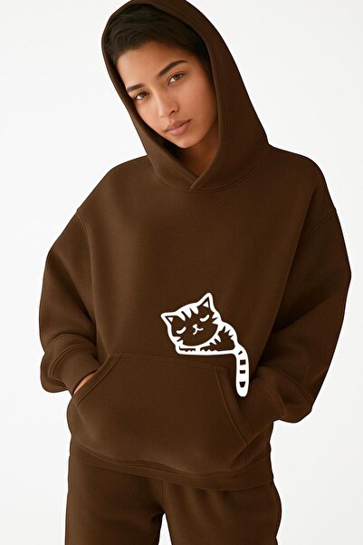 DM DOLCE MORE Hanorac unisex cu glugă, cu 3 fire, din bumbac pieptănat, cu im...